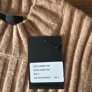 ATM Anthony Thomas Melillo Sleeveless Mock Neck Ribbed Sweaterdress Beige S